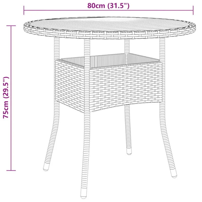 Akazie Massivholz Gartentisch Ø80x75cm Tisch Gartenmöbel Möbel