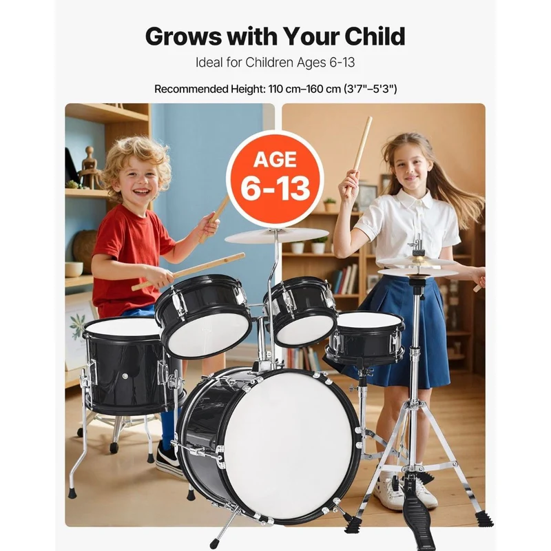 5tlg Schlagzeug Set Drum Kit Kinder Bassdrum