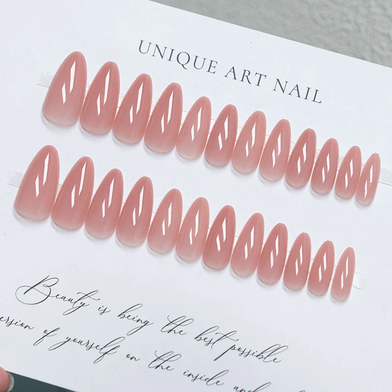 Natürliche Glossy Lange Coffin Press-On Nägel