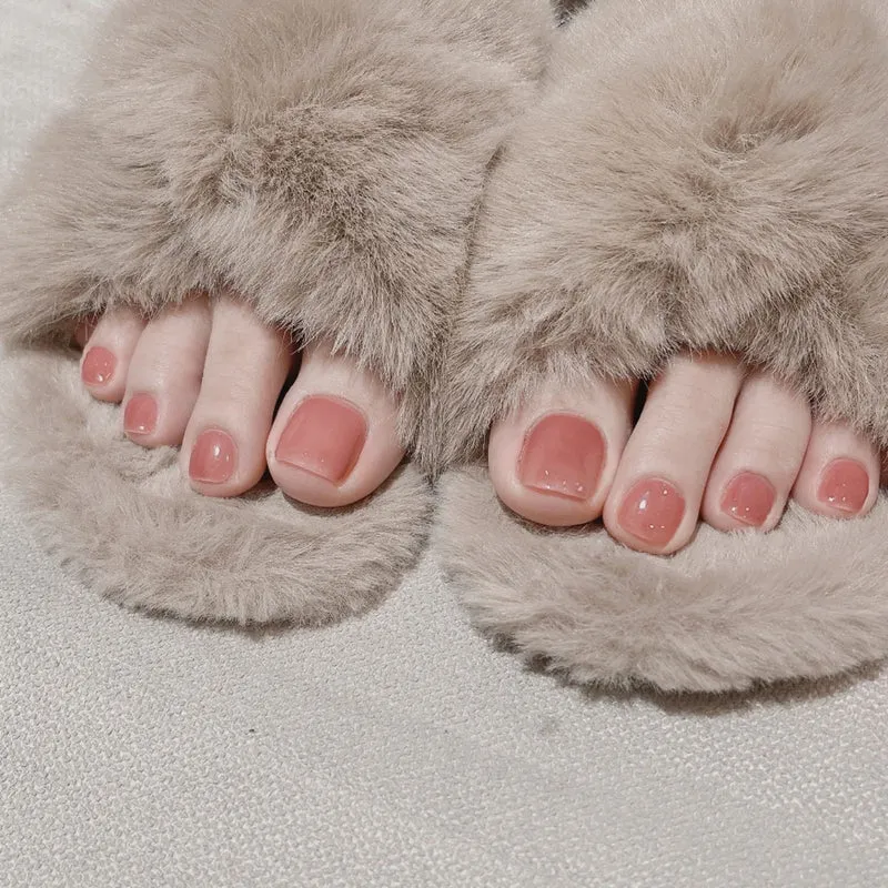 Plüsch-Kunstfell-Rutsch-Slipper