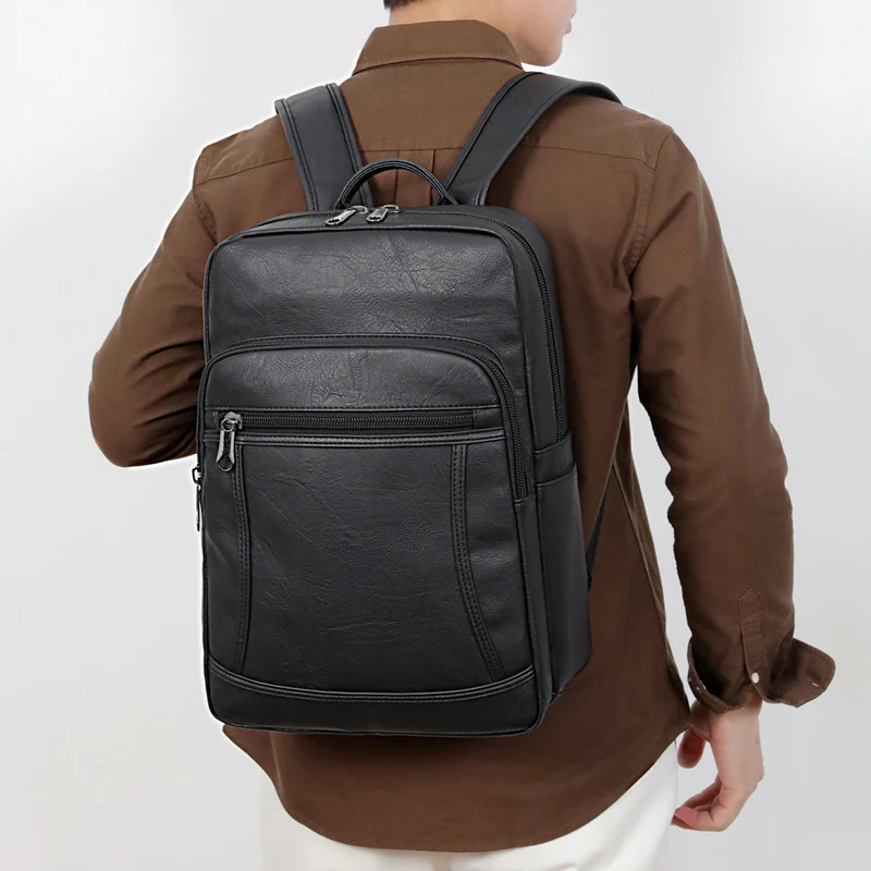 Eleganter Kunstleder-Rucksack mit mehreren Taschen Skanto