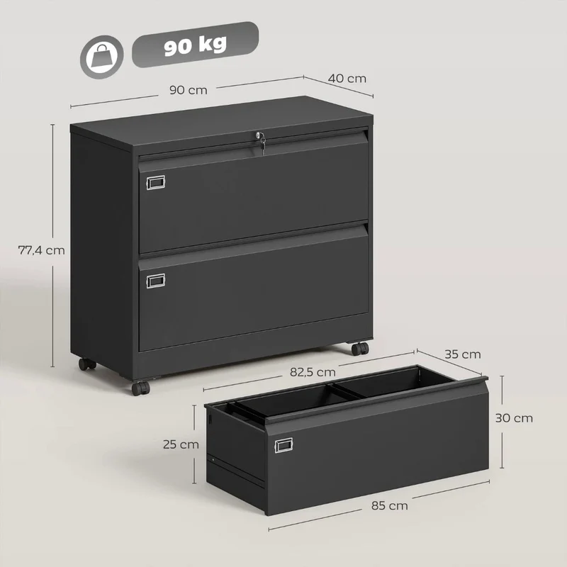 Rollcontainer 2 Schubladen Aktenschrank Schrank Büroschrank