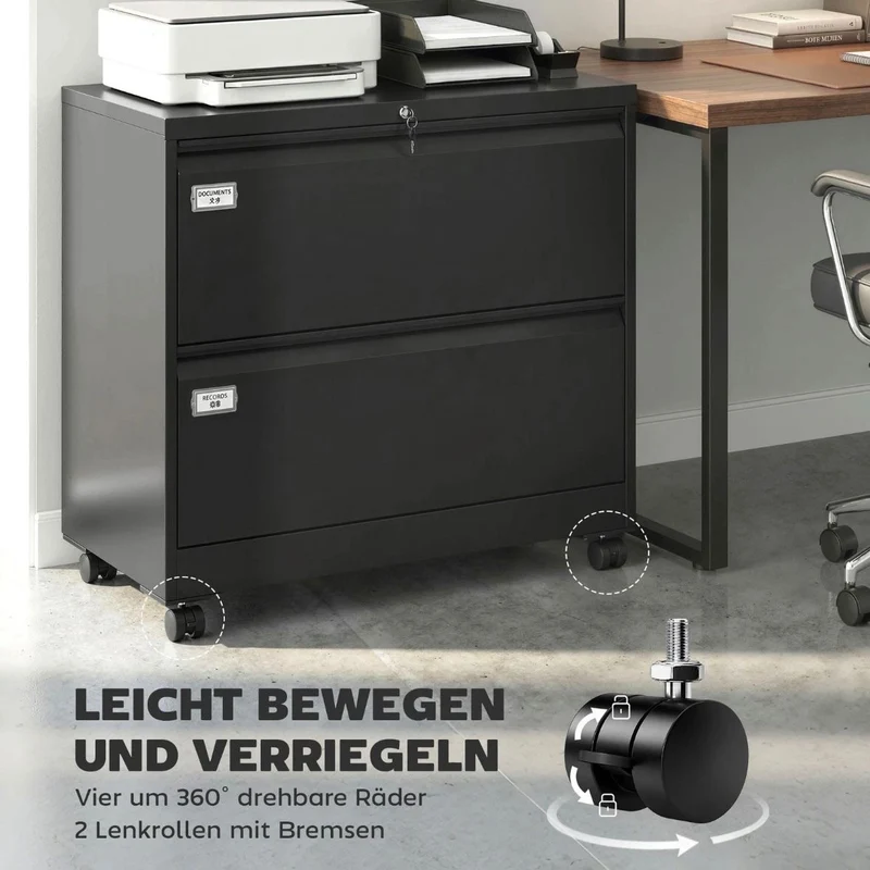 Rollcontainer 2 Schubladen Aktenschrank Schrank Büroschrank