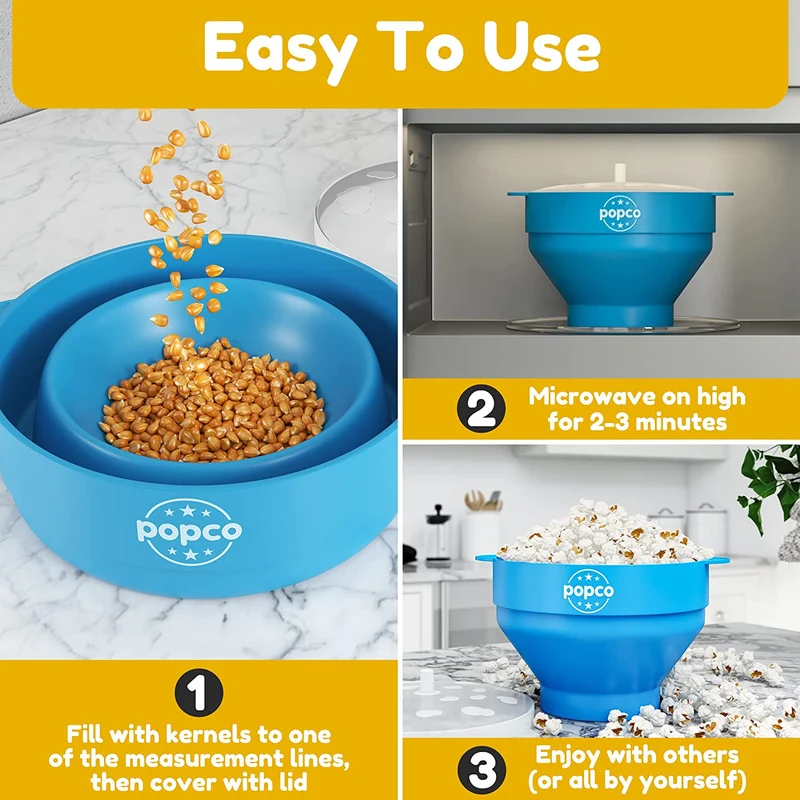 Get that perfect pop every time with this collapsible microwave popcorn popper