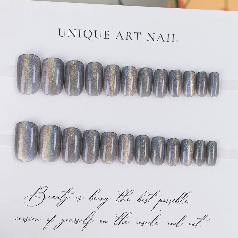 Iridescent Glitter Press-On Nagel Set