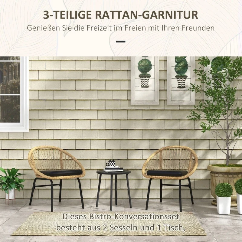 Gartenmöbel-Set 2 Stühlen Tisch