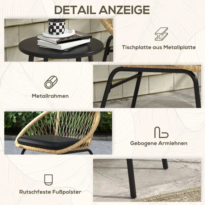 Gartenmöbel-Set 2 Stühlen Tisch