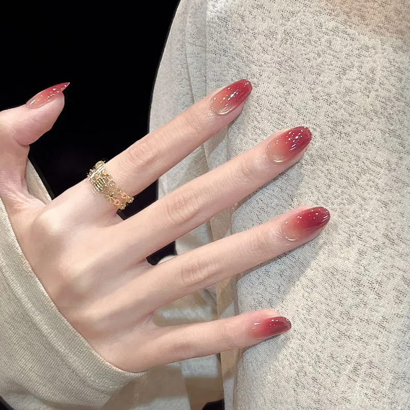 Ombre Stiletto Press-On Nägel mit Glitzerakzenten
