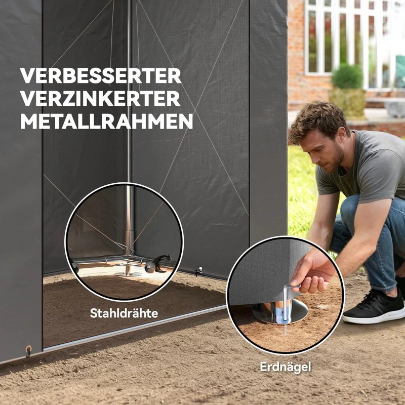 Zeltgarage 1,9x1,2m Wasserdicht Garagenzelt Reißverschlusstür