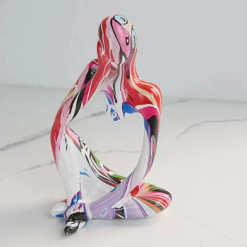 Skanto | Bunte Graffiti Abstrakte Harz Handgemachte Kunstwerk Skulptur Denker Figur Statue Heimdekor Innen Büro Schreibtisch Schmuck