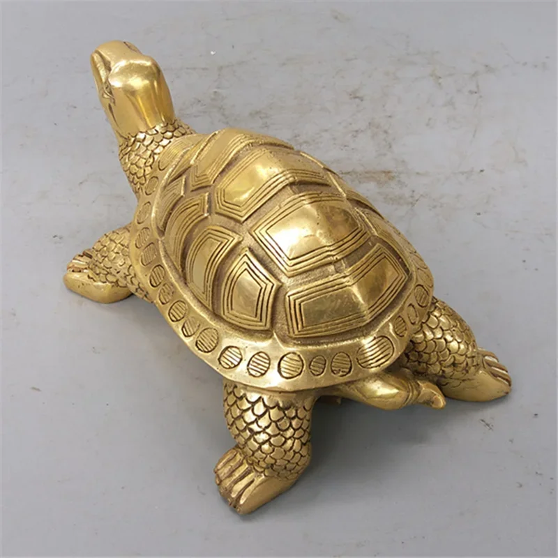 Skanto | Messing Feng Shui Schildkrötenstatue Glückstier Skulptur für Langlebigkeit Heim Büro Dekor Figur Geschenk Arbeitszimmer Ornament