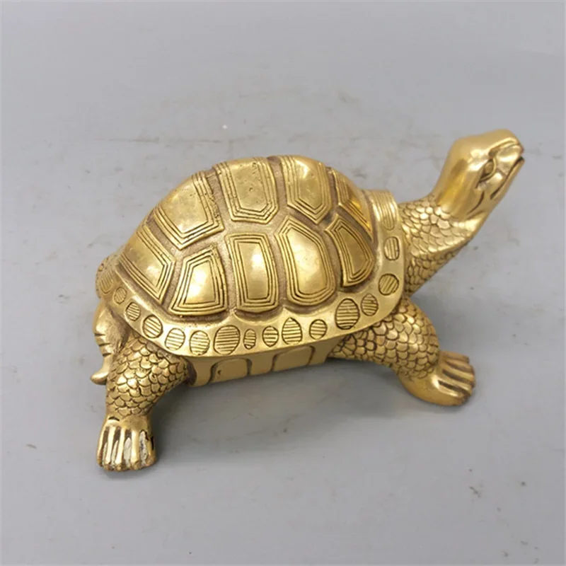 Skanto | Messing Feng Shui Schildkrötenstatue Glückstier Skulptur für Langlebigkeit Heim Büro Dekor Figur Geschenk Arbeitszimmer Ornament