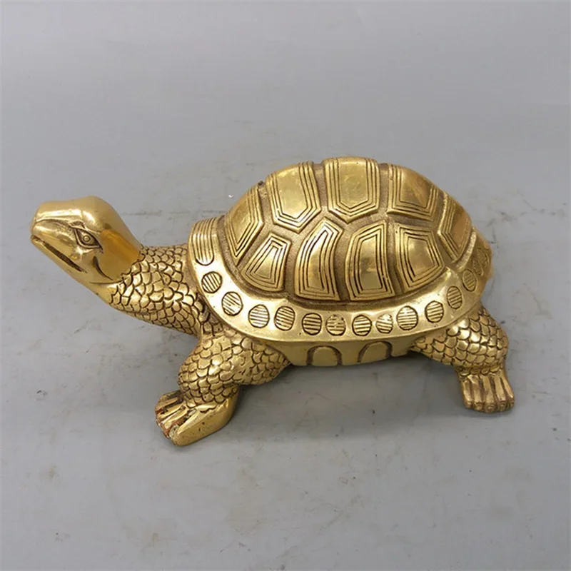 Skanto | Messing Feng Shui Schildkrötenstatue Glückstier Skulptur für Langlebigkeit Heim Büro Dekor Figur Geschenk Arbeitszimmer Ornament