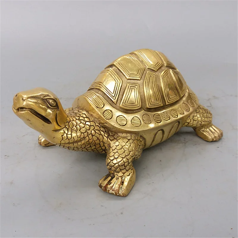 Skanto | Messing Feng Shui Schildkrötenstatue Glückstier Skulptur für Langlebigkeit Heim Büro Dekor Figur Geschenk Arbeitszimmer Ornament