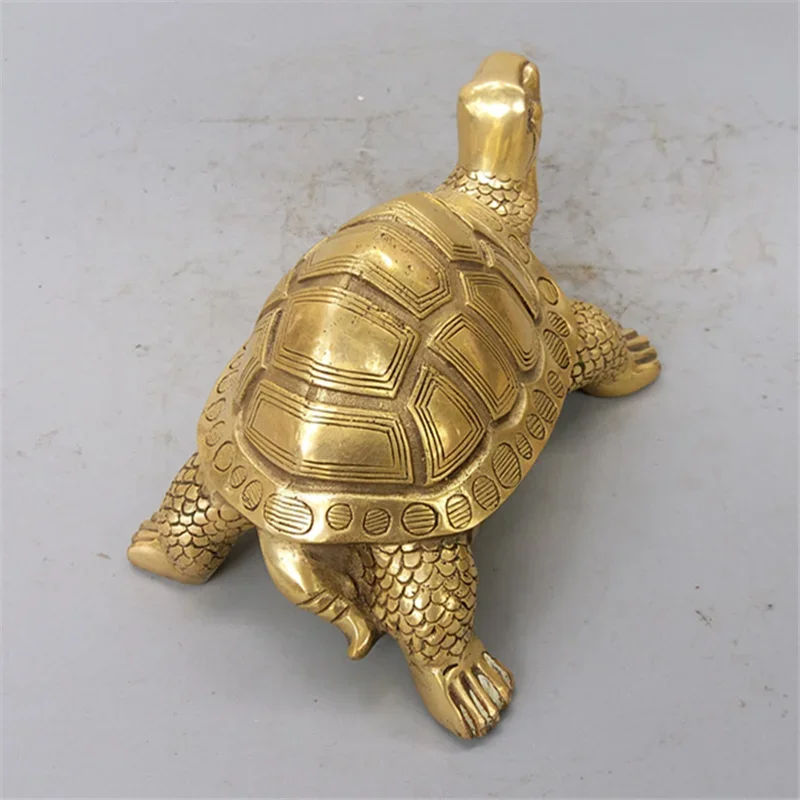 Skanto | Messing Feng Shui Schildkrötenstatue Glückstier Skulptur für Langlebigkeit Heim Büro Dekor Figur Geschenk Arbeitszimmer Ornament