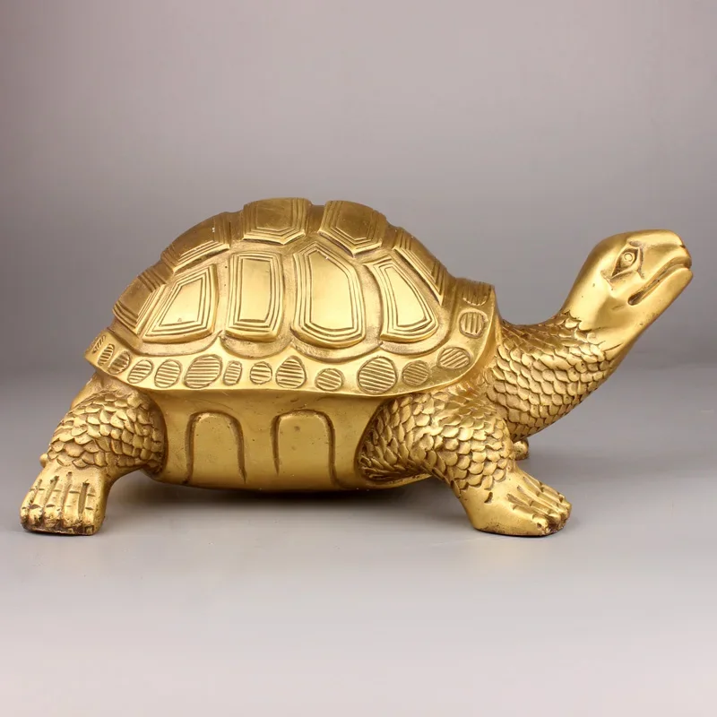 Skanto | Messing Feng Shui Schildkrötenstatue Glückstier Skulptur für Langlebigkeit Heim Büro Dekor Figur Geschenk Arbeitszimmer Ornament