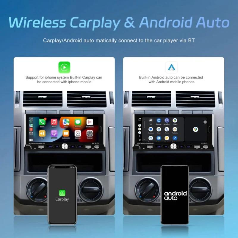 Single 1DIN 6.9" Autoradio Apple CarPlay Android Bluetooth USB