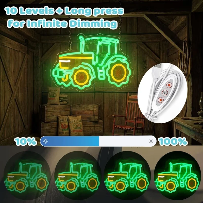 LED Neon Schild Traktor Schlepper USB