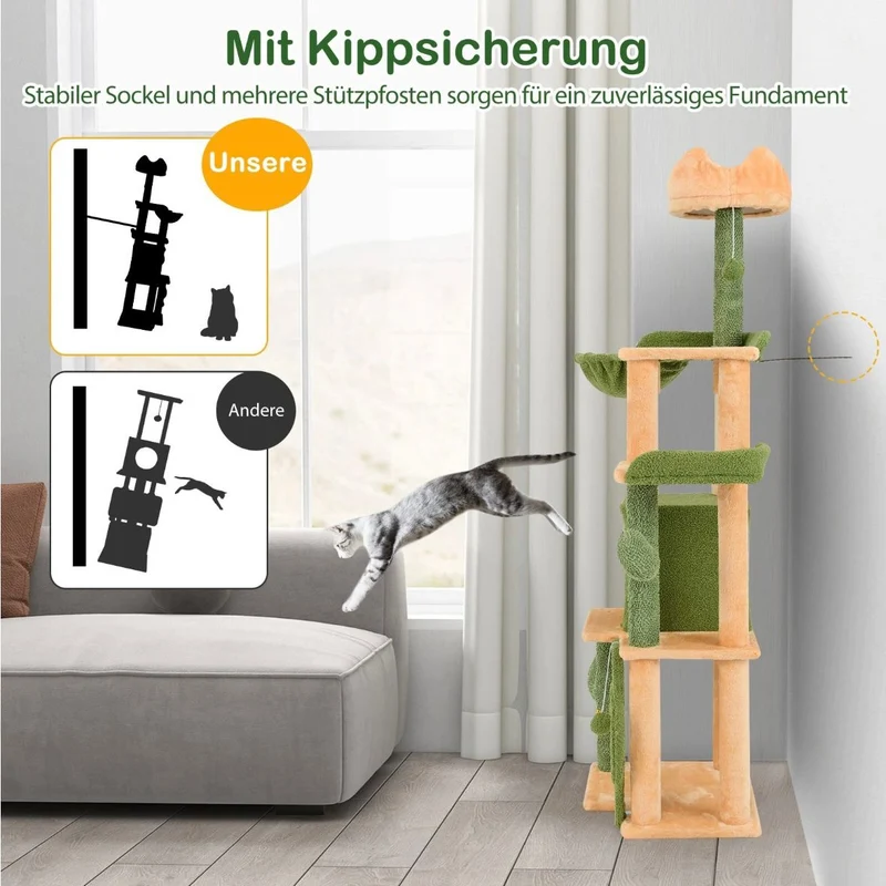Kratzbaum 160cm Katzenbaum Kletterbaum Katzenmöbel Sisalpfosten
