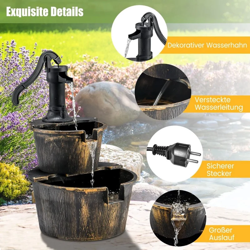 Dekobrunnen Gartenbrunnen Wasserpumpe Blumenkübel