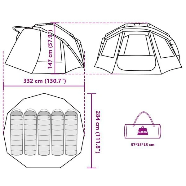 5 Personen Angelzelt Outdoor Zelt Camping Dunkelgrün