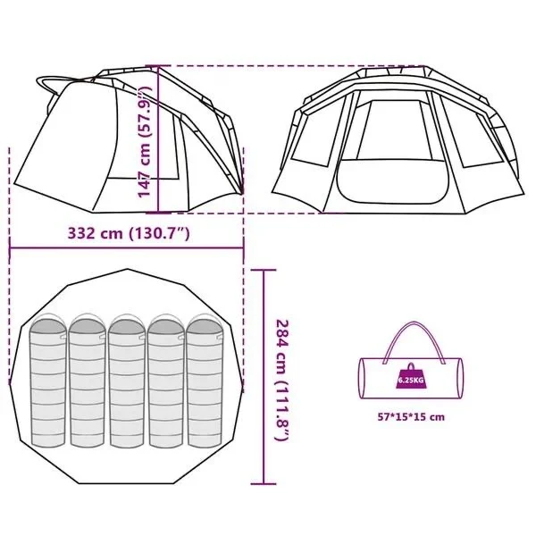 5 Personen Angelzelt Outdoor Zelt Camping Grau