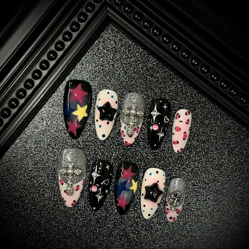 Künstlerisches Stern-Motiv Press-On Nagelset