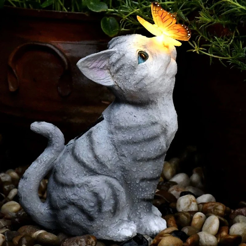 Katze Kätzchen Solarlampe Solarlaterne Laterne Dekolicht