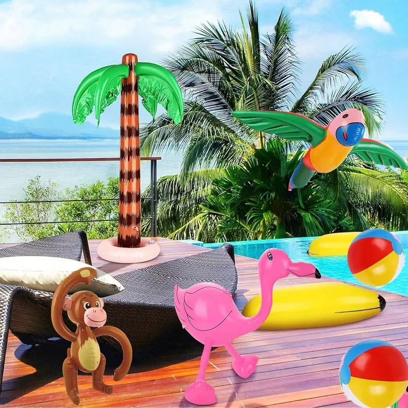 8er Set Strandspielzeug Schwimmbad Plastikpalmen Pool