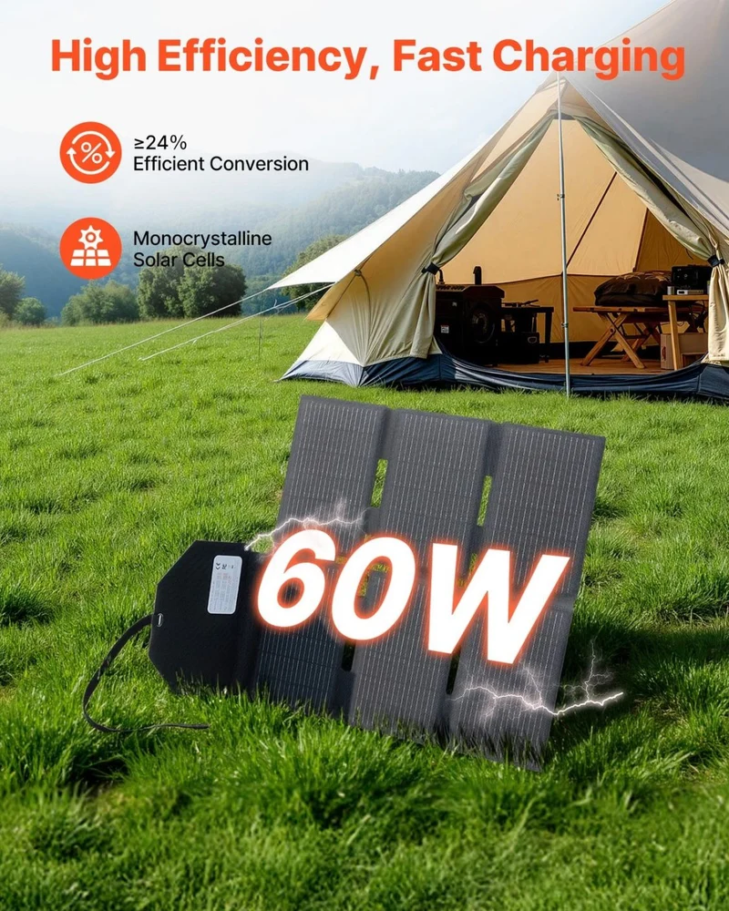 Faltbares Solarpanel 60W Tragbares Solarmodul 16BB