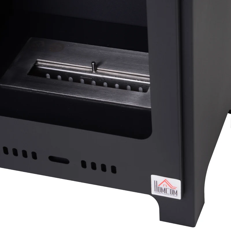 Freestanding Ethanol Fireplace with 0.9L Tank, 3 Hours Burning Time for Indoor, Black