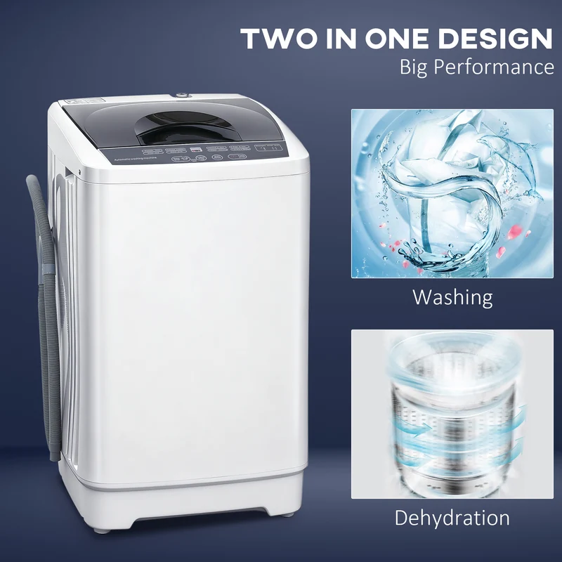 Compact Portable 1.3 Cu Ft Washing Machine with 8 Programs, 6 Levels, White