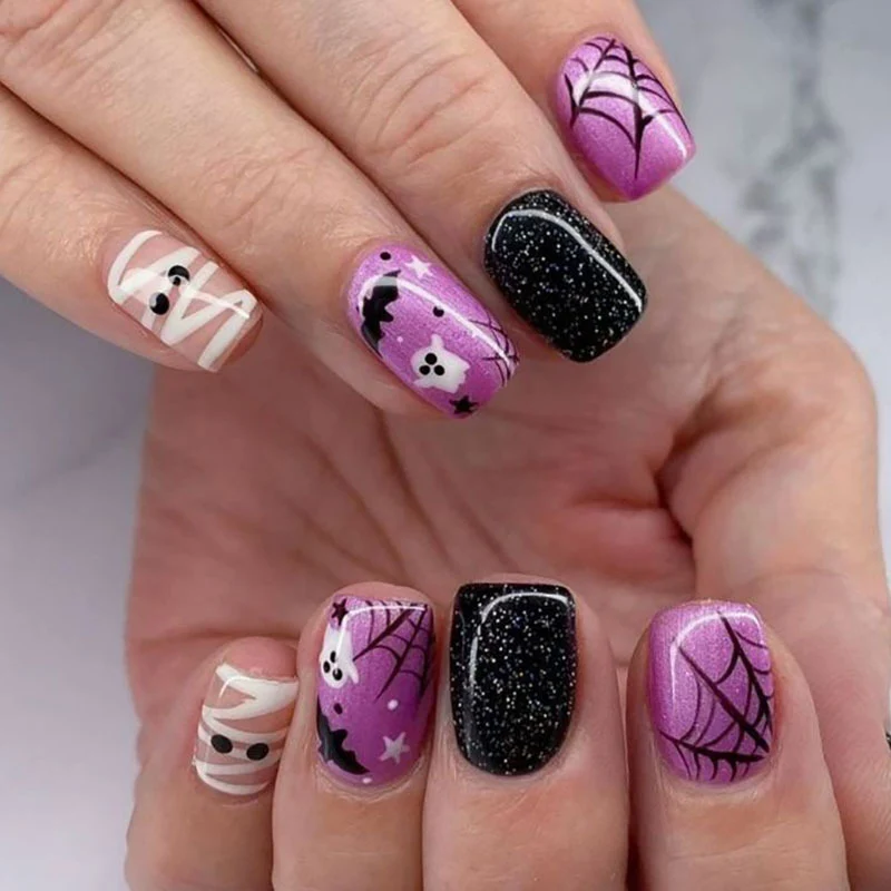 Halloween-Themen Druck-On-Nagelkunst