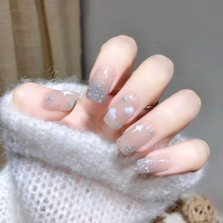 Gradient Glitzernde Press-On Nagel Set