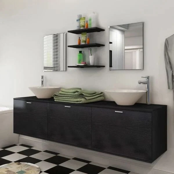 Doppelwaschbecken Möbelset Badschrank Waschschrank
