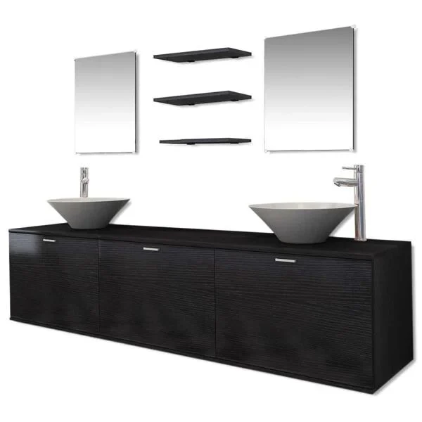 Doppelwaschbecken Möbelset Badschrank Waschschrank