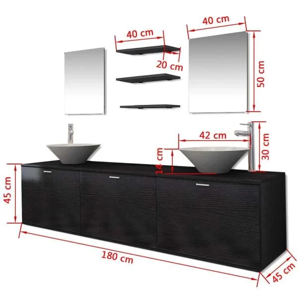 Doppelwaschbecken Möbelset Badschrank Waschschrank