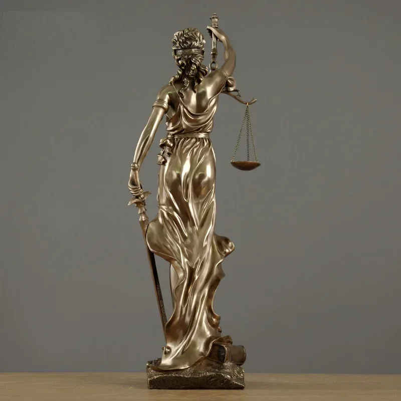 Skanto | ERMAKOVA Europäische Antike Bronze Griechische Göttin der Gerechtigkeit Statue Faire Engel Harz Skulptur Ornamente Schreibtisch Home Decor Geschenk