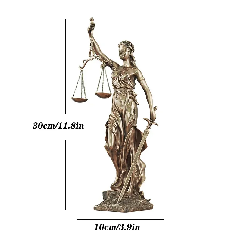 Skanto | ERMAKOVA Europäische Antike Bronze Griechische Göttin der Gerechtigkeit Statue Faire Engel Harz Skulptur Ornamente Schreibtisch Home Decor Geschenk