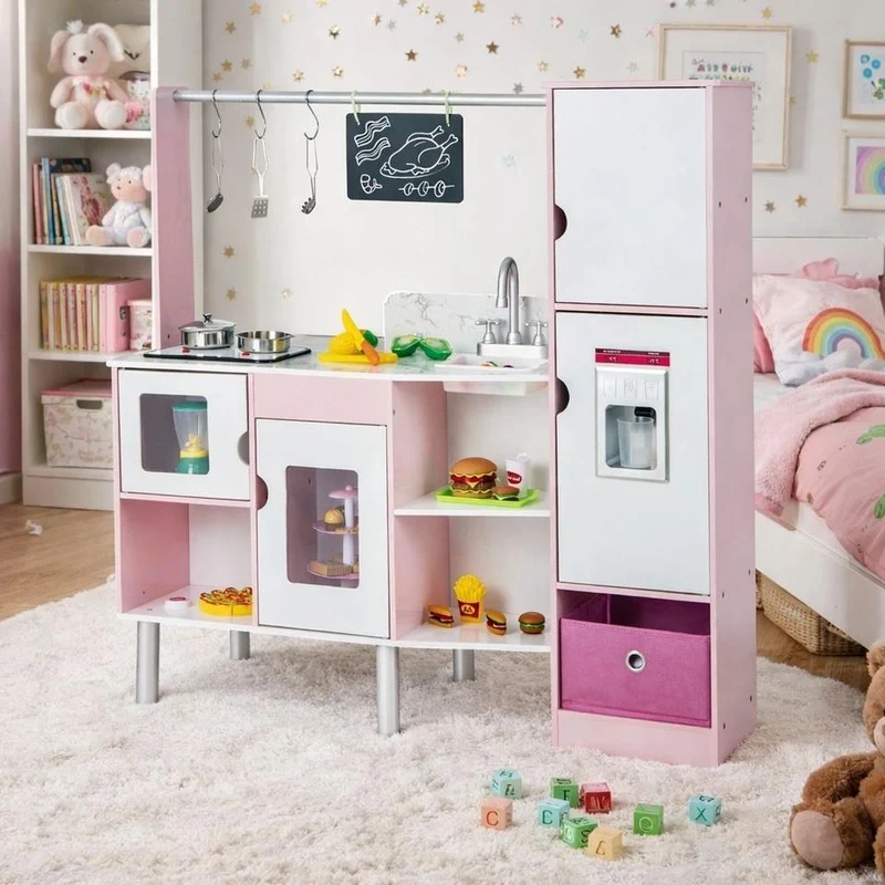 2in1 Kinderküche Kaufladen Spielküche Tafel 82 Zubehörteile