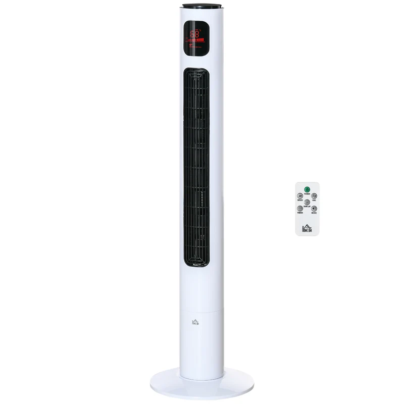 46'' Freestanding Tower Fan, 70° Oscillating Bladeless Standing Fan with 3 Speeds, White
