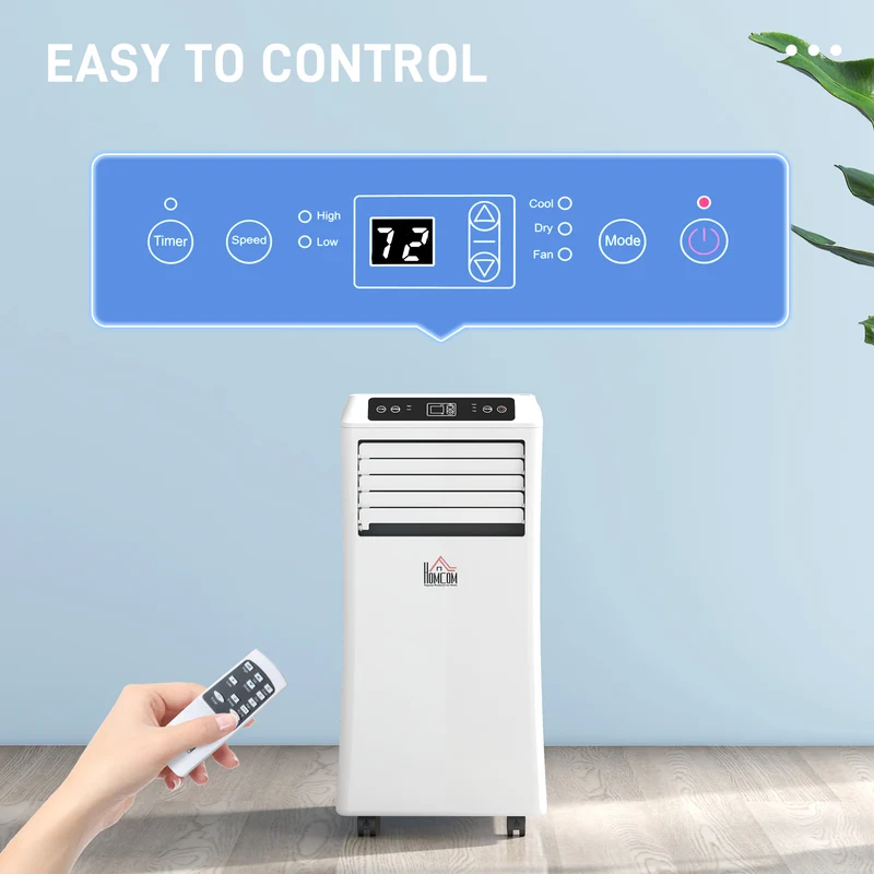 10000 BTU Mobile Air Conditioner w/ Cooling & Dehumidifier for Room up to 441 Sq. ft, White