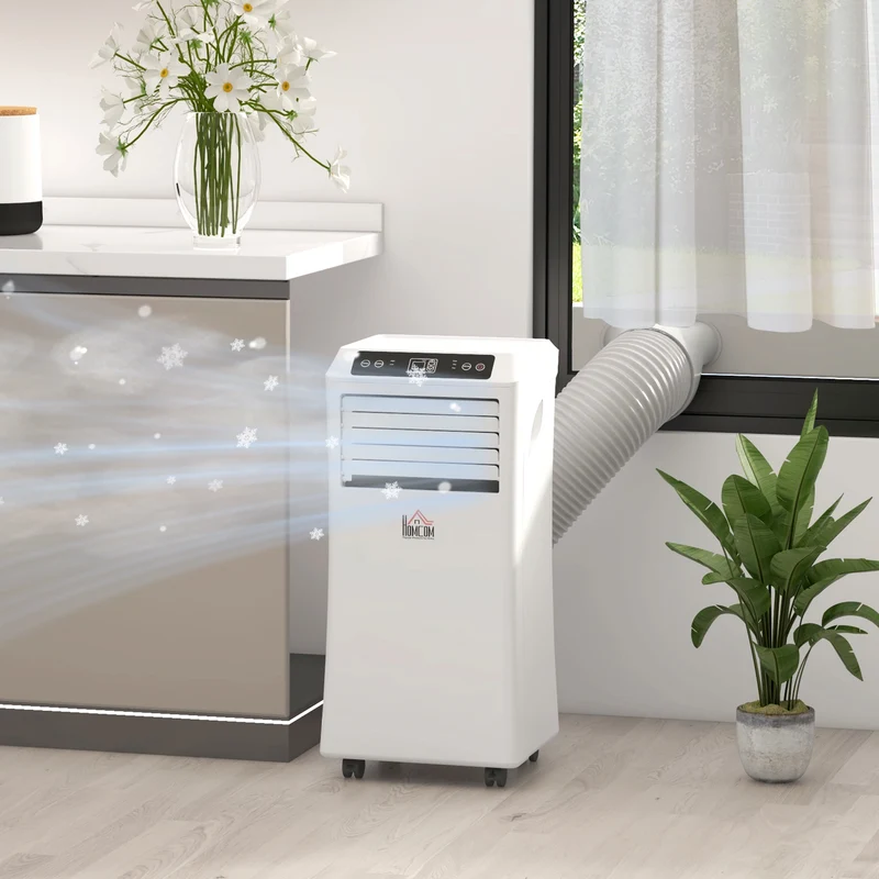 10000 BTU Mobile Air Conditioner w/ Cooling & Dehumidifier for Room up to 441 Sq. ft, White