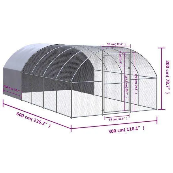 Hühnerstall Voliere Hühnerkäfig 3x6m