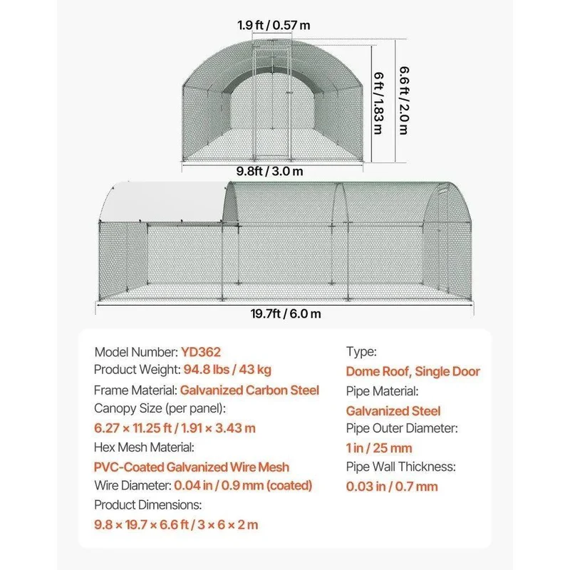 Hühnerstall 3x6m Freilaufgehege Geflügelstall