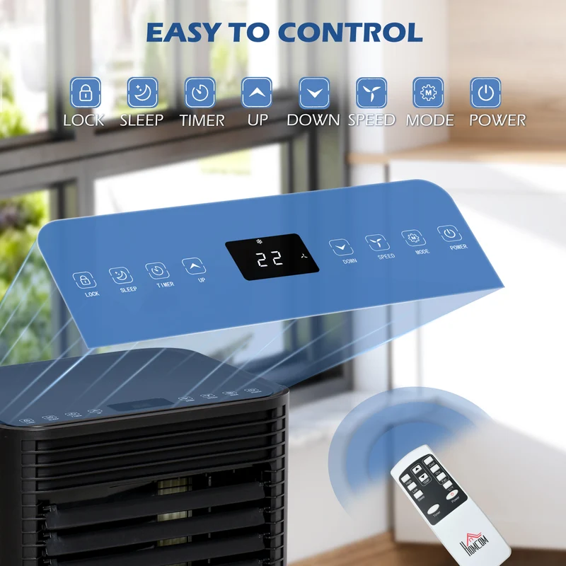 10,000 BTU Portable AC Unit with Dehumidifier & Fan, Rooms up to 441 Sq. ft, Black