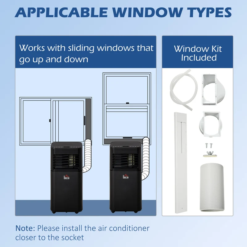 10,000 BTU Portable AC Unit with Dehumidifier & Fan, Rooms up to 441 Sq. ft, Black