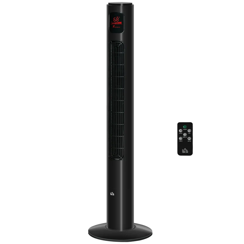 46'' Freestanding Tower Fan, 70° Oscillating Bladeless Standing Fan with 3 Speeds, Black