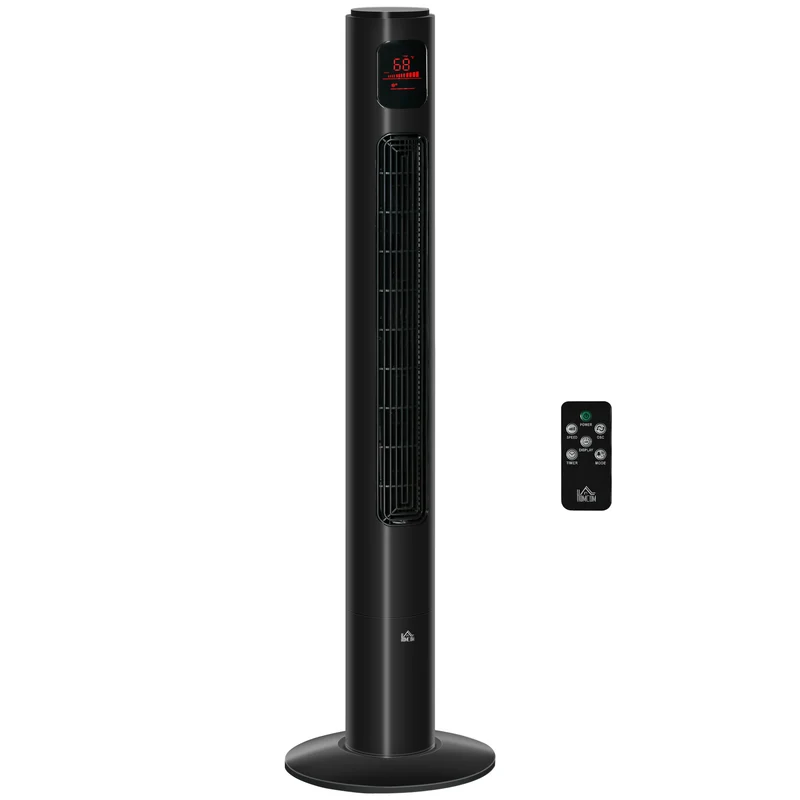 46'' Freestanding Tower Fan, 70° Oscillating Bladeless Standing Fan with 3 Speeds, Black