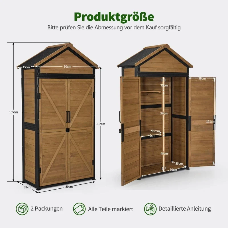 Gartenschrank Holz Geräteschrank Gerätehaus Werkzeugschrank